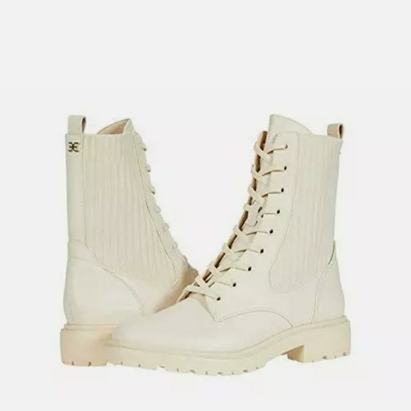Sam Edelman Lydell Lace upCombat Boot, LeatherColor Ivory, Size 10M Wome… - Picture 1 of 9